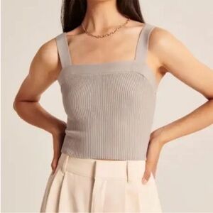 Abercrombie Ottoman Square Neck Ribbed Knit Tank Top Gray Size XS